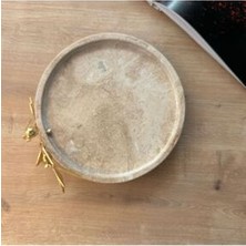 Pirinç Nar Aparatlı Traverten Dekoratif Tabak , Lüks Mermer Hediyelik ,dekoratif Traverten Tabak