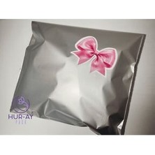 HUR-AY PACK 25X35 cm Lux Gümüş Gri Metalize Hediye Poşeti / Hediye Paketi / 10  Adet