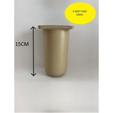 Kanepe Koltuk Tv Ünitesi Konsol Yükseltme Bohem Model Plastik Ayak 15 cm Krem -4 Adet-