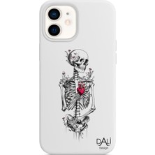 Dali Design iPhone 12 Mini Kılıf Şeffaf Red Heart Skull
