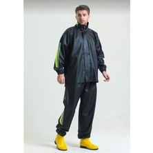 Genel Markalar Unisex Tam Kalıp Motorcu Kurye Su Gecirmez Yağmurluk Takım - Siyah