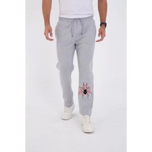 Oversize Üç Iplik Baskılı Eşofman Pantolon - Gri