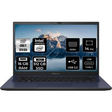 Asus ExpertBook B1402CVA Intel Core i7 1355U 16GB 512GB SSD Freedos 14" FHD Taşınabilir Bilgisayar