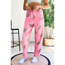 Dreamy Soft Kadife Dokulu Ayıcık Desenli Süet Pijama Altı Pantolon