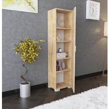 Boreas Design Atlantik Çok Amaçlı Dolap Tek Kapaklı 5 Raflı Banyo Dolabı Mutfak Kiler Erzak Dolab