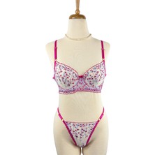 Fancy Lab Fuşya Çiçek Desenli Bralet Takımı