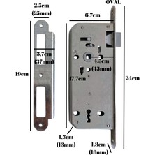 Oval 45MM Gömme Sessiz Iç Kapı Oda Kilidi (ODA)(18MMX45MM)