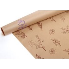 HUR-AY PACK Kraft Üzeri Kırmızı Çiçekli  Pelur Kağıdı / Hediye Paket Kağıdı/ 50X70 / 15 Adet