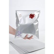 HUR-AY PACK 35X50 cm Lux Gümüş Gri Metalize Hediye Poşeti / Hediye Paketi / 10  Adet