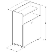 Boreas Design Kaman Çok Amaçlı Dolap 2 Kapaklı 2 Raflı Banyo Dolabı Mutfak Kiler Erzak Dolabı