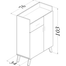 Boreas Design Latin Çok Amaçlı Dolap Çift Kapaklı 2 Raflı Banyo Dolabı Mutfak Kiler Erzak Dolabı