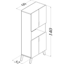 Boreas Design Madran Çok Amaçlı Dolap 4 Kapaklı Banyo Dolabı Mutfak Kiler Erzak Dolabı