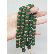 Yaşam Tohumu Yeşil Renk Sırlı Seramik Boncuk Dizi 10-12MM/23CM (54122)