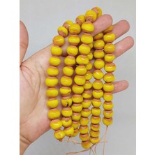 Yaşam Tohumu Sarı Renk Sırlı Seramik Boncuk Dizi 10-12MM/23CM (54124)