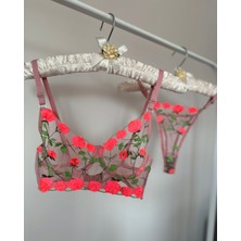 Fancy Lab Rose Desenli Bralet Takımı