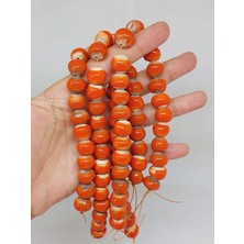 Yaşam Tohumu Turuncu Renk Sırlı Seramik Boncuk Dizi 10-12MM/24CM (54138)