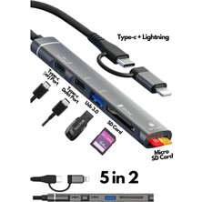 Foxyn Fxn-Lc5 Ios USB C USB 3.0 Hub Tf USB Kart Okuyucu Type C USB Çevirici Adaptör