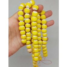 Yaşam Tohumu Sarı Renk Sırlı Seramik Boncuk Dizi 10-12MM/23CM (54150)