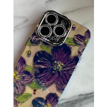 Trendy Kılıf iPhone (12 Pro) Uyumlu 3 Boyutlu Mor Çiçekli Kılıf