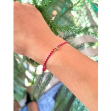 Atelier Çağla Kırmızı Beyaz Altıgen Silindir Marteniçka Yılbaşı Yeniyıl Bilekliği