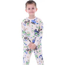 Narya Store Erkek Çocuk  Pamuk Eğlenceli Iş Makineleri Desenli Pijama Takımı