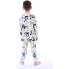 Narya Store Erkek Çocuk  Pamuk Eğlenceli Iş Makineleri Desenli Pijama Takımı