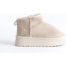 Terzi Bey Kadın Bej Kışlık Içi Kürklü Mini Mevsimlik-Kışlık Bot Ayakkabı