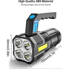 USB Şarjlı Taşınabilir El Feneri Ultra Parlak Kademe Ayarlı Yan Cob LED Özellikli Uzun Menzil Kamp Feneri