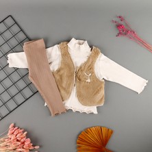 Bebegci Peluş Yelekli Ceylan Detaylı Kız 3'lü Takım