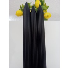 Qosrix 3'lü Siyah Şamdan Soya Mumu Doğal Vanilya Kokulu Uzun Çubuk Konik Mum Dekoratif