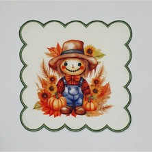 Deco Sulu Boya Korkuluk Çiftçi Çocuk Desenli Kenarı Nakışlı Kokteyl Peçetesi