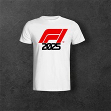 Nice Work By Nice Hands Formula 1 Tasarımlı 2025 Özel Koleksiyon Ön Taraf Baskılı Beyaz T-Shirt Tişört