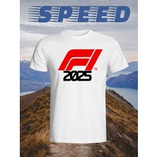 Nice Work By Nice Hands Formula 1 Tasarımlı 2025 Özel Koleksiyon Ön Taraf Baskılı Beyaz T-Shirt Tişört