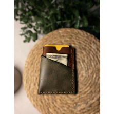 SF Collection Kahverengi Unisex Hakiki Deri Kartlık El Yapımı Gerçek Deri Küçük Kartlık Avuçiçi Kaliteli Cüzdan