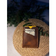 SF Collection Kahverengi Unisex Hakiki Deri Kartlık El Yapımı Gerçek Deri Küçük Avuçiçi Kartlık Kaliteli Deri Cüzdan