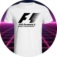 Nice Work By Nice Hands Formula 1 Tasarımlı 2025 Özel Koleksiyon Ön Taraf Baskılı Beyaz T-Shirt Tişört