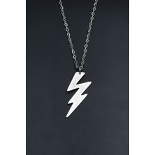 Şimşek - The Flash  Gümüş Kaplama Unisex Düz Zincir Kolye kod 808