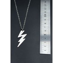 Şimşek - The Flash  Gümüş Kaplama Unisex Düz Zincir Kolye kod 808