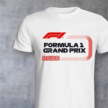 Nice Work By Nice Hands Formula 1 Tasarımlı 2025 Özel Koleksiyon Ön Taraf Baskılı Beyaz T-Shirt Tişört