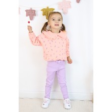 Harika Kids Kız Çocuk Orta Kalınlıkta Taytlı Takım Çiçek Desenli Rahat Kullanım 2-5 Yaş