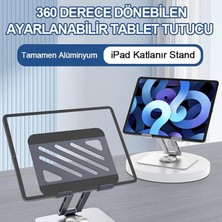 Voltix Tablet Standı 360° Dönebilen Tablet Tutucu Katlanabilir Alüminyum Tablet ve Telefon Standı