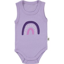 Civil Baby Kız Bebek Çıtçıtlı Badi Lila Renkli Pamuklu Kolsuz Model 1-36 Ay