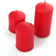 Panemo Silindir Mum 3lü Set - Kırmızı