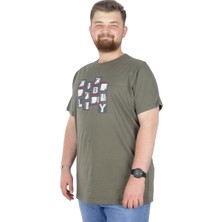 ModeXL Büyük Beden T-Shirt Bisiklet Yaka Complex City 22170 Haki