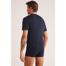 Kom Kısa Kol Koton Modal Erkek Antonio V Yaka Tshirt