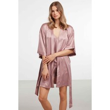 Kom Kimono Yaka Uzun Kol Mini Kadın Sabahlık Sofia Sabahlık