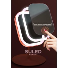 Suled   LED Işıklı Makyaj Aynası 3 Modlu USB Şarjlı Dikdörtgen Taşınabilir Açı Ayarlı Güzellik Ayna