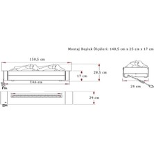 Ayflame 150 cm Üç Boyutlu Elektrikli Şömine - Odun Çıtırtı Sesi - Su Buharlı