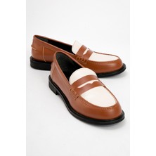 Luvi Choos Taba Krem Kadın Loafer Ayakkabı