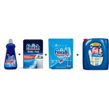 Finish Bulaşık Makinesi Tuzu 1.5 Kg + Finish Parlatıcı 400 Ml + Finish Power 30 Tablet Bulaşık Kapsülü + Pril 4 kg Sıvı Deterjan 4'lü Set